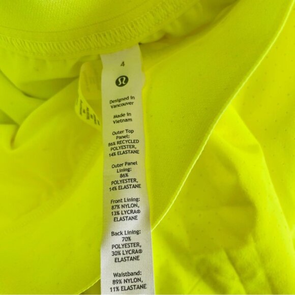 NWT Lululemon SIZE 4 LONG Court Rival Perforated HR Skirt in Highlight Yellow - Picture 5 of 6